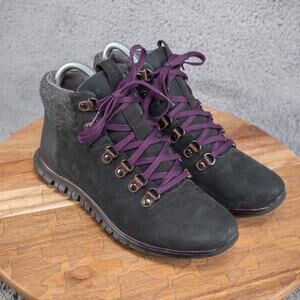 Cole‎ Haan F16 W00157 Womens 7.5 Gray Leather Lace Up Waterproof Hiking Boot